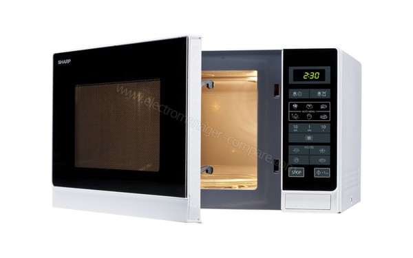 SHARP R-342WW - Vue 3/4 droite porte ouverte