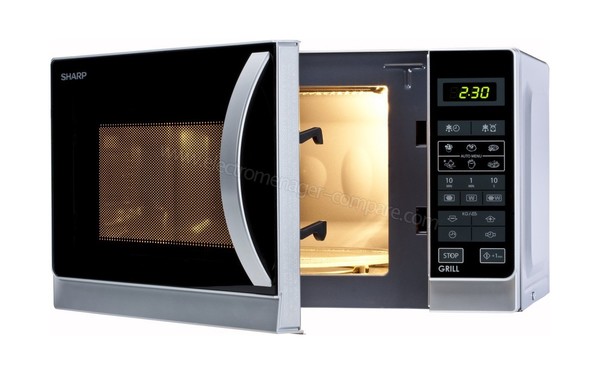 SHARP R-642INW - Vue 3/4 droite porte ouverte