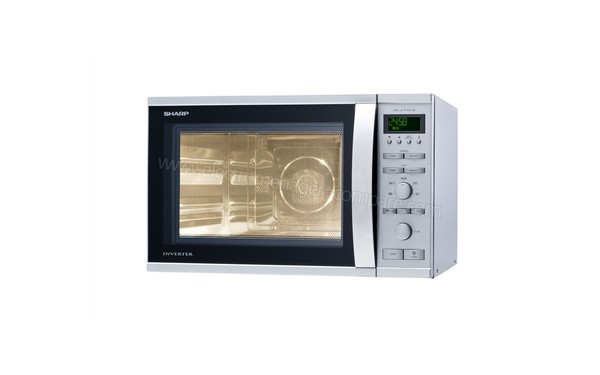 SHARP R-941INW - Vue 3/4 droite, int&eacute;rieur &eacute;clair&eacute;