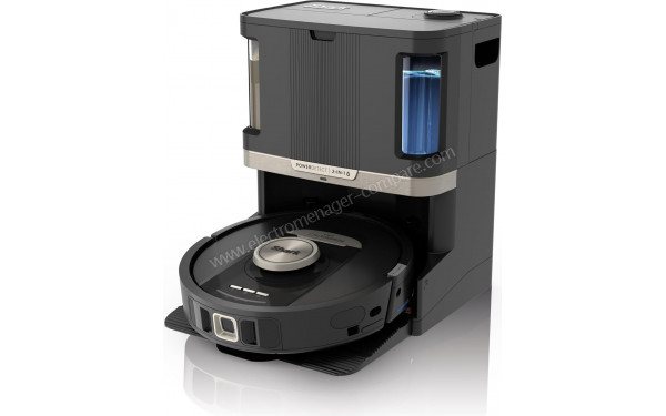 SHARK PowerDetect NeverTouch Pro Noir - Vue de 3/4 droite sur la base de chargement