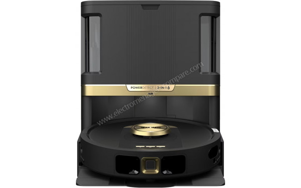 SHARK PowerDetect NeverTouch Pro Noir et Or - Vue de face sur la station de chargement