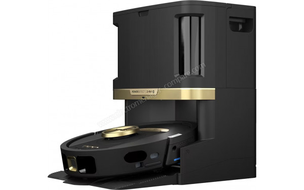 SHARK PowerDetect NeverTouch Pro Noir et Or - Vue de 3/4 droite sur la station de chargement