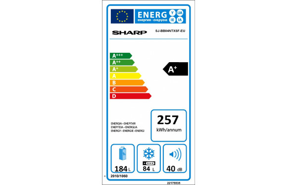 SHARP SJ-BB04NTXSF - &Eacute;tiquette &eacute;nergie