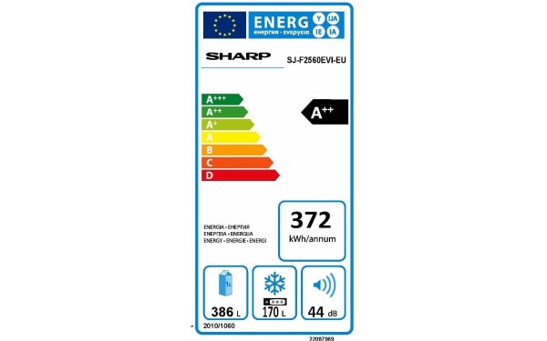 SHARP SJ-F2560EVI VacPac Pro - &Eacute;tiquette &eacute;nergie