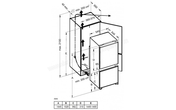 SHARP SJ-T1214M0X - Sch&eacute;ma d'encastrement