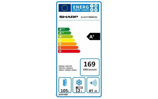 SHARP SJ-U1117M4W - &Eacute;tiquette &eacute;nergie