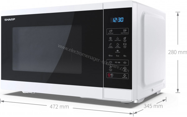 SHARP YC-MS252AE-W - Dimensions