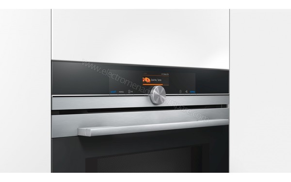 SIEMENS CM656GBS1 - Vue 3/4 gauche, bandeau de commandes et poign&eacute;e