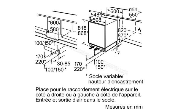 SIEMENS GU15DA55 - Sch&eacute;ma d'encastrement