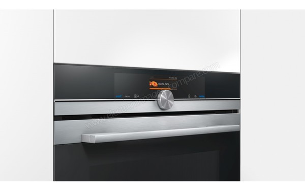 SIEMENS HB676G0S1F - Vue 3/4 droite sur bandeau de commandes et poign&eacute;