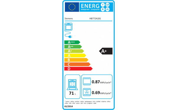 SIEMENS HB772A1B1 - &Eacute;tiquette &eacute;nergie