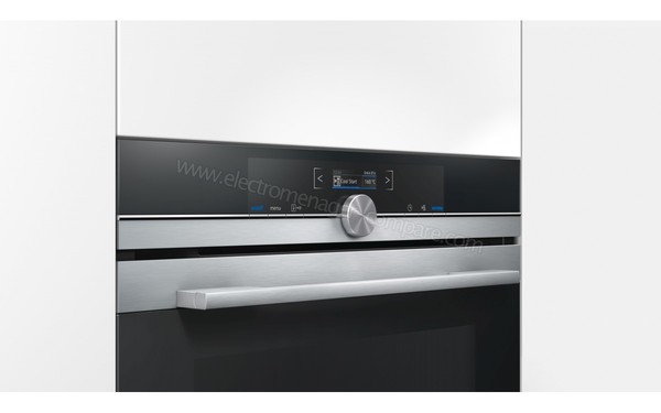 SIEMENS HM653GBS1 - Vue 3/4 gauche, poign&eacute;e et bandeau de commandes