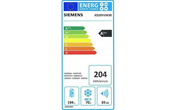 SIEMENS KD29VVW30 - &Eacute;tiquette &eacute;nergie