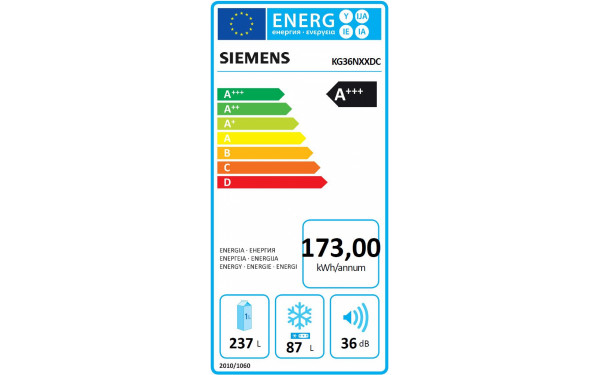 SIEMENS KG36NXXDC - &Eacute;tiquette &eacute;nergie