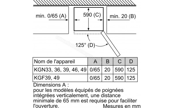 SIEMENS KG39NVIED - Dimensions