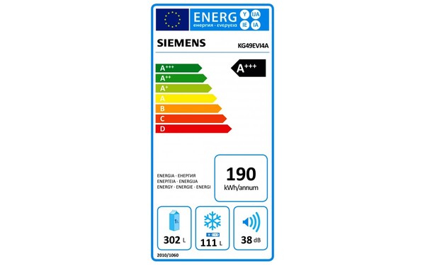 SIEMENS KG49EVI4A - &Eacute;tiquette &eacute;nergie