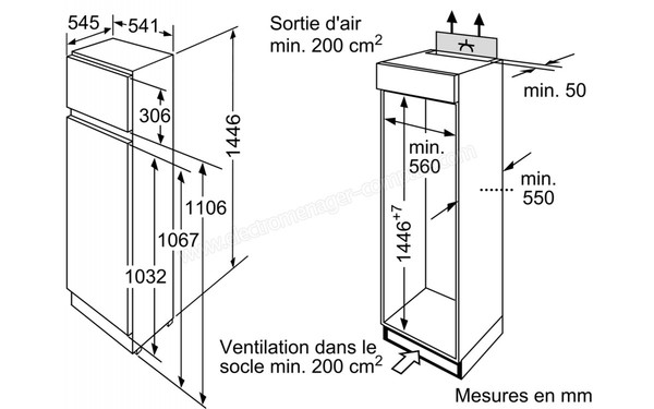 SIEMENS KI26DA30 - Sch&eacute;ma d'encastrement