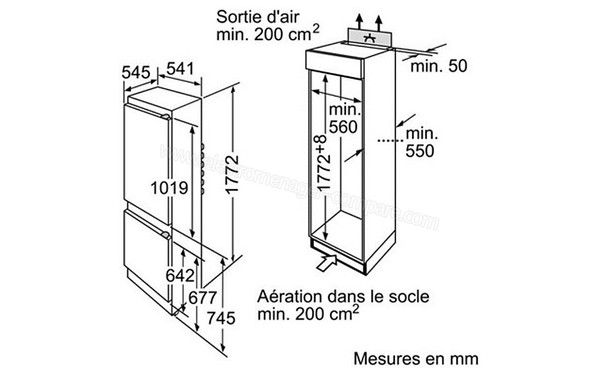 SIEMENS KI34VA20FF - sch&eacute;ma d'encastrement