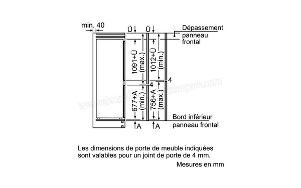 SIEMENS KI86NVS30 - Sch&eacute;ma d'installation des portes d'habillage