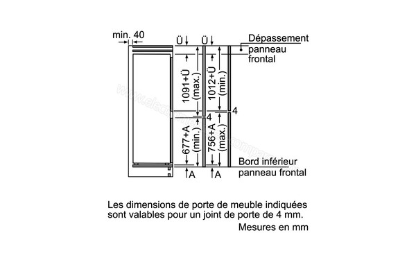 SIEMENS KI86NVU30 - Sch&eacute;ma de montage de porte