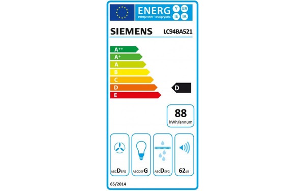 SIEMENS LC94BA521 - &Eacute;tiquette &eacute;nergie