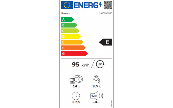 SIEMENS SN258W02ME - &Eacute;tiquette &eacute;nergie v2
