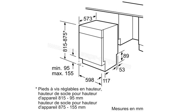 SIEMENS SN458S02ME - Sch&eacute;ma d'encastrement