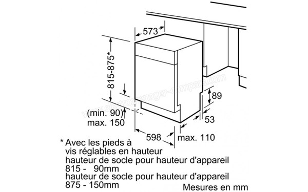 SIEMENS SN45M536EU - Sch&eacute;ma d'encastrement