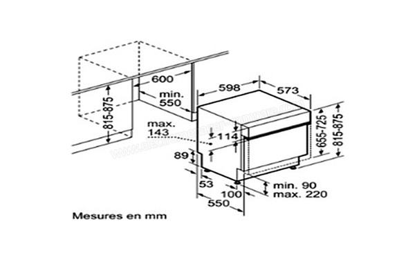 SIEMENS SN535S00ME - sch&eacute;ma d'encastrement  (cr&eacute;dit : Darty)
