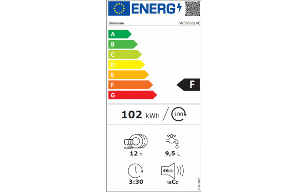 SIEMENS SN536S01AE - &Eacute;tiquette &eacute;nergie v2