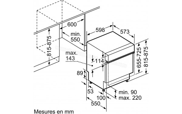 SIEMENS SN536S01KE - Sch&eacute;ma technique d'encastrement
