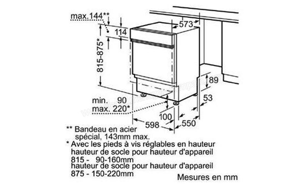 SIEMENS SN56N294EU - Dimensions (cr&eacute;dit : Boulanger)