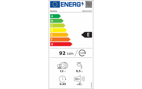 SIEMENS SN63HX36TE - Fiche Technique, Prix Et Avis