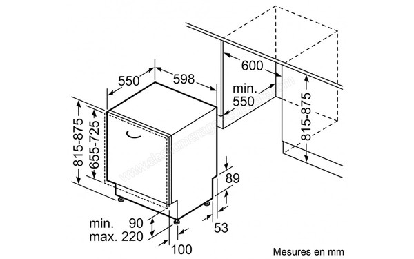 SIEMENS SN658X06TE - Sch&eacute;ma d'encastrement