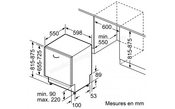 SIEMENS SN677X01TE - Sch&eacute;ma d'encastrement