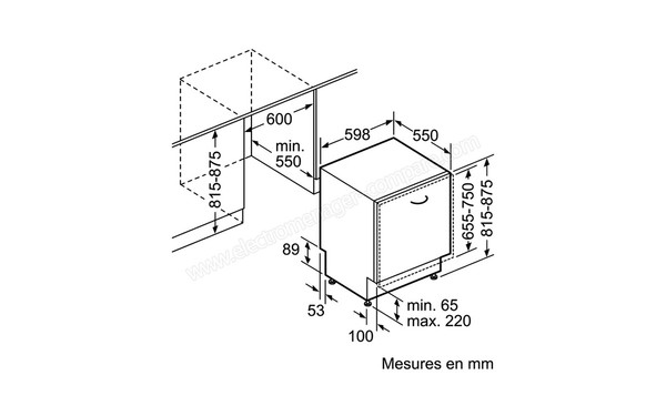 SIEMENS SN76N095EU - Schema d'encastrement