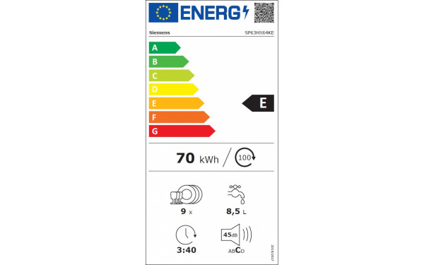 SIEMENS SP63HX64KE - &Eacute;tiquette &eacute;nergie v2