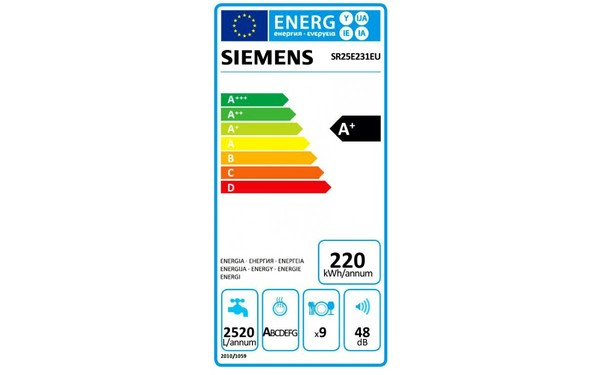SIEMENS SR25E231EU - &Eacute;tiquette &eacute;nergie