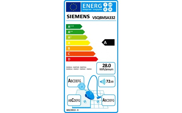 SIEMENS VSQ8MSA332 - &Eacute;tiquette &eacute;nergie