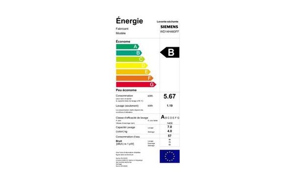 SIEMENS WD14H460FF - &Eacute;tiquette &eacute;nergie