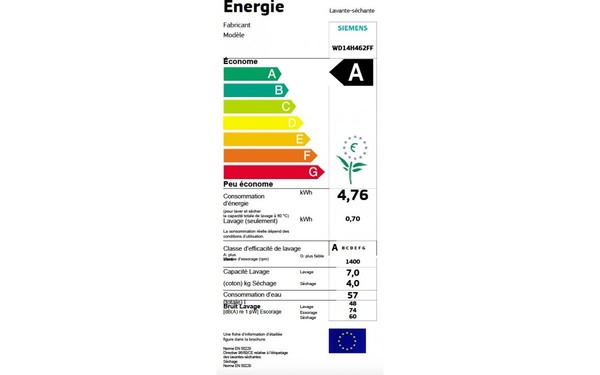 SIEMENS WD14H462FF - &Eacute;tiquette &eacute;nergie