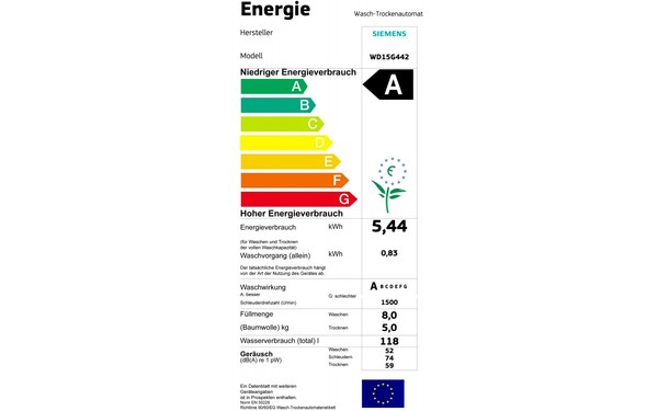 SIEMENS WD15G442 - &Eacute;tiquette &eacute;nergie