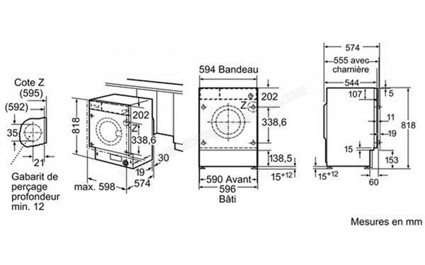 SIEMENS WI14S421FF - Schema d'encastrement