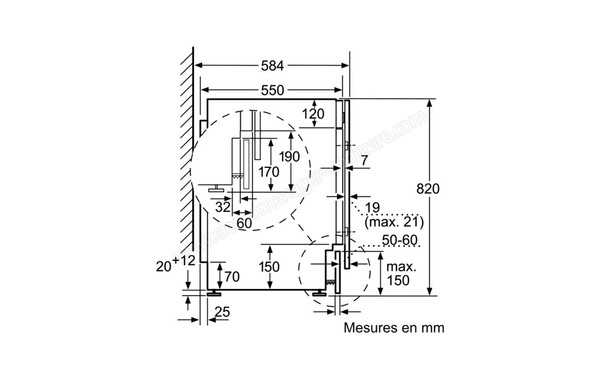SIEMENS WK14D541FF - Schema technique vue de profil