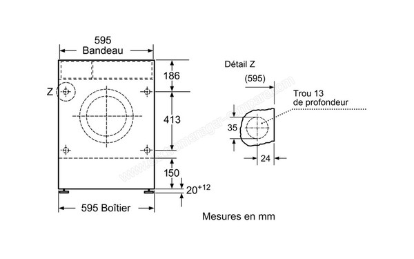 SIEMENS WK14D541FF - Schema technique vue de face