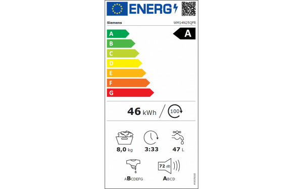 SIEMENS WM14N25QFR - &Eacute;tiquette &eacute;nergie v2