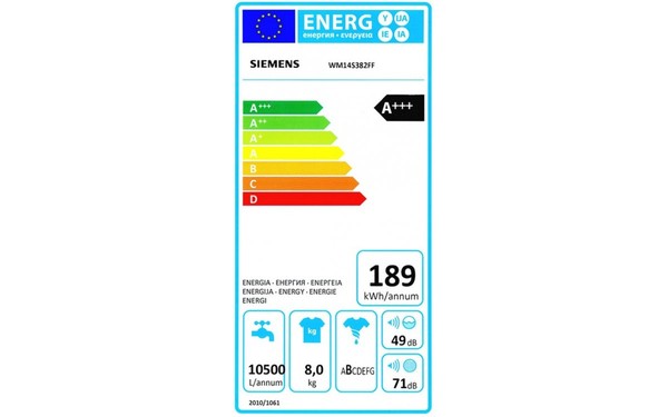 SIEMENS WM14S382FF - &Eacute;tiquette &eacute;nergie
