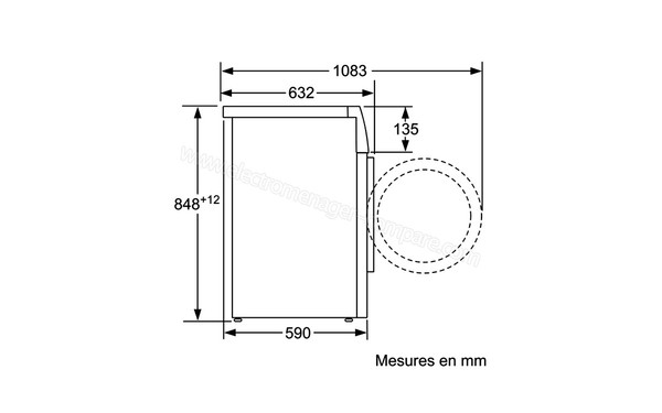 SIEMENS WM16Y892FF - Sch&eacute;ma de mesures