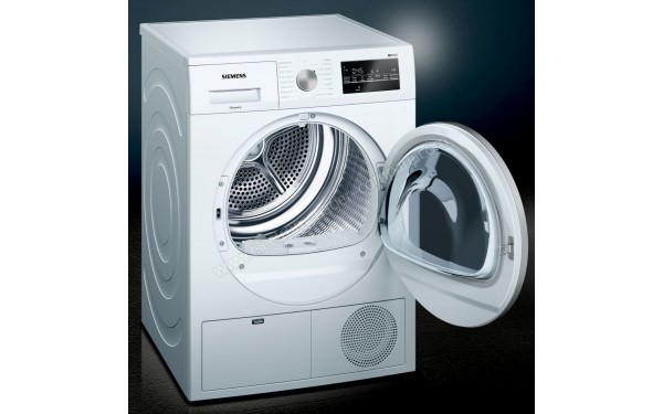 SIEMENS WT45G408FF - Vue 3/4 gauche avec hublot ouvert