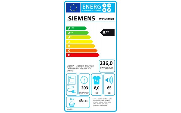 SIEMENS WT45H2X0FF - &Eacute;tiquette &eacute;nergie